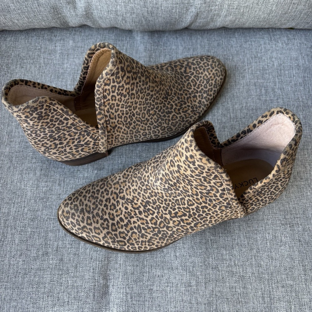 Lucky Brand BALEY 2 Women Size 8M Leopard Leather Boots Ankle Bootie - Picture 3 of 12